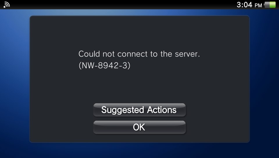 Ошибка NW-8942-3 PS Vita