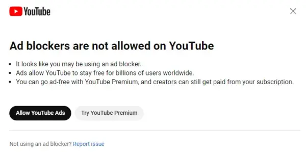 Согласно правилам YouTube, сторонние программы не должны отключать рекламные объявления, так как это мешает авторам контента получать вознаграждения за просмотры. Компания предлагает оплачивать подписку YouTube Premium для просмотра без рекламы.